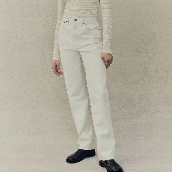 AGOLDE Pant Recycled Leather 90s Pinch Waist Powder Trouser Sz 25 NEW Flaw - Picture 1 of 13